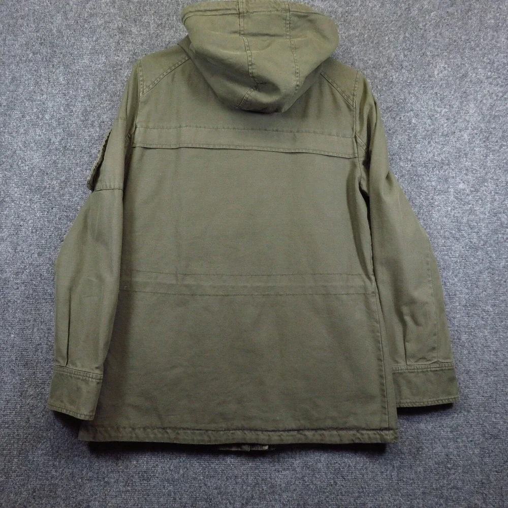 Levi Quilt Lined Canvas Jacket Insulated Hooded Anorak Zip Up M 38 Chest Strauss